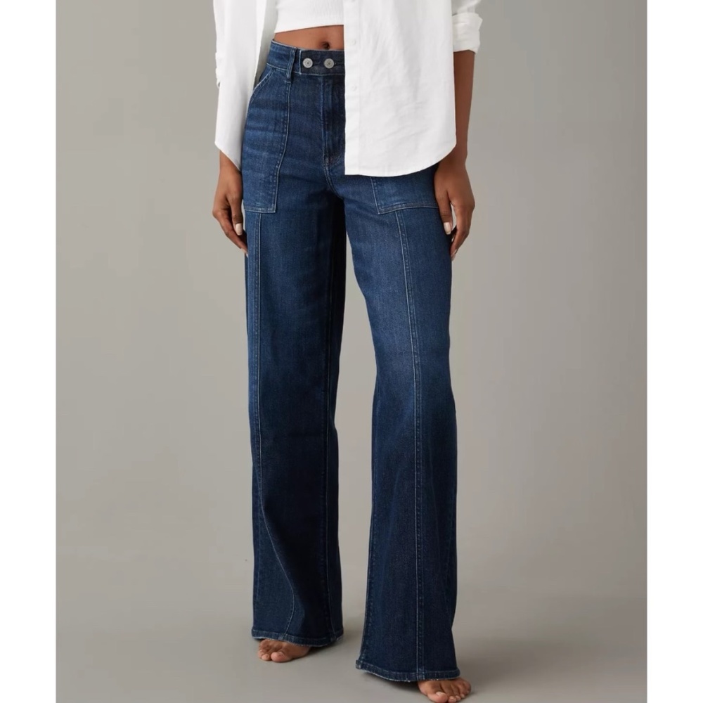 AE Dreamy Drape Stretch Super High-Waisted Baggy Wide-Leg Jean
